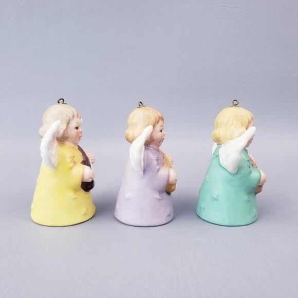 1977 Goebel Green Angel With Lute Bell Christmas Tree Ornament Lot of 3 - Picture 6 of 16